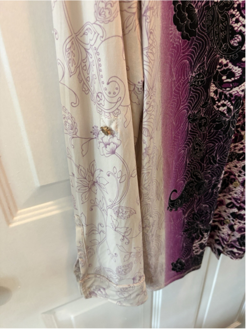 Dana Buchman Women’s Purple/black Floral Paisley Print Blouse Large 1050 - Picture 4 of 13